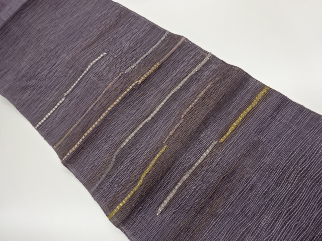  紗 横縞模様織出し名古屋帯